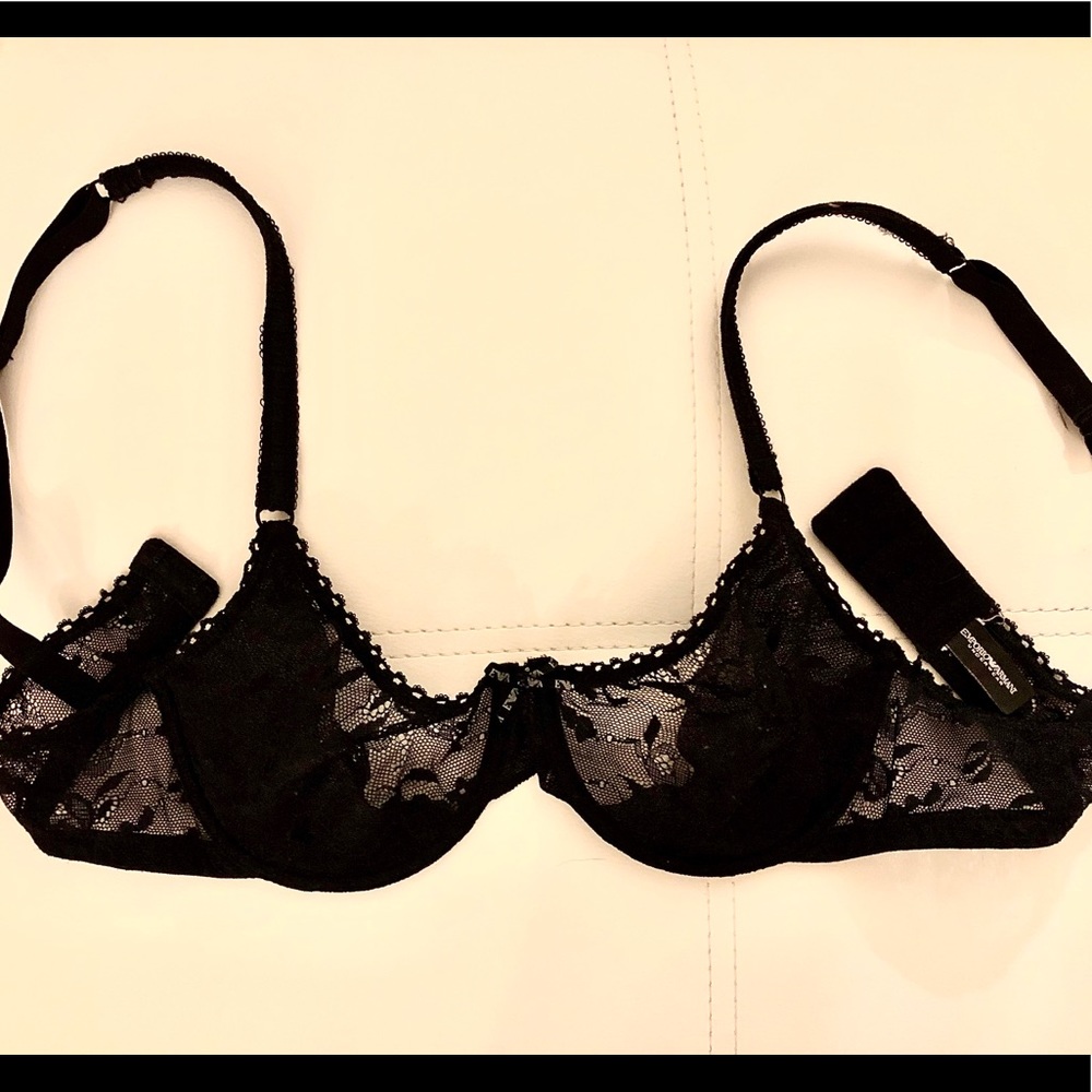 Emporio Armani Black Lace Unlined Bra - 36B